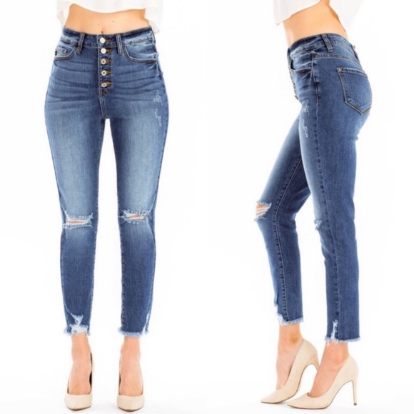 KanCan Denim - KanCan High Rise Exposed Button Fly Distressed